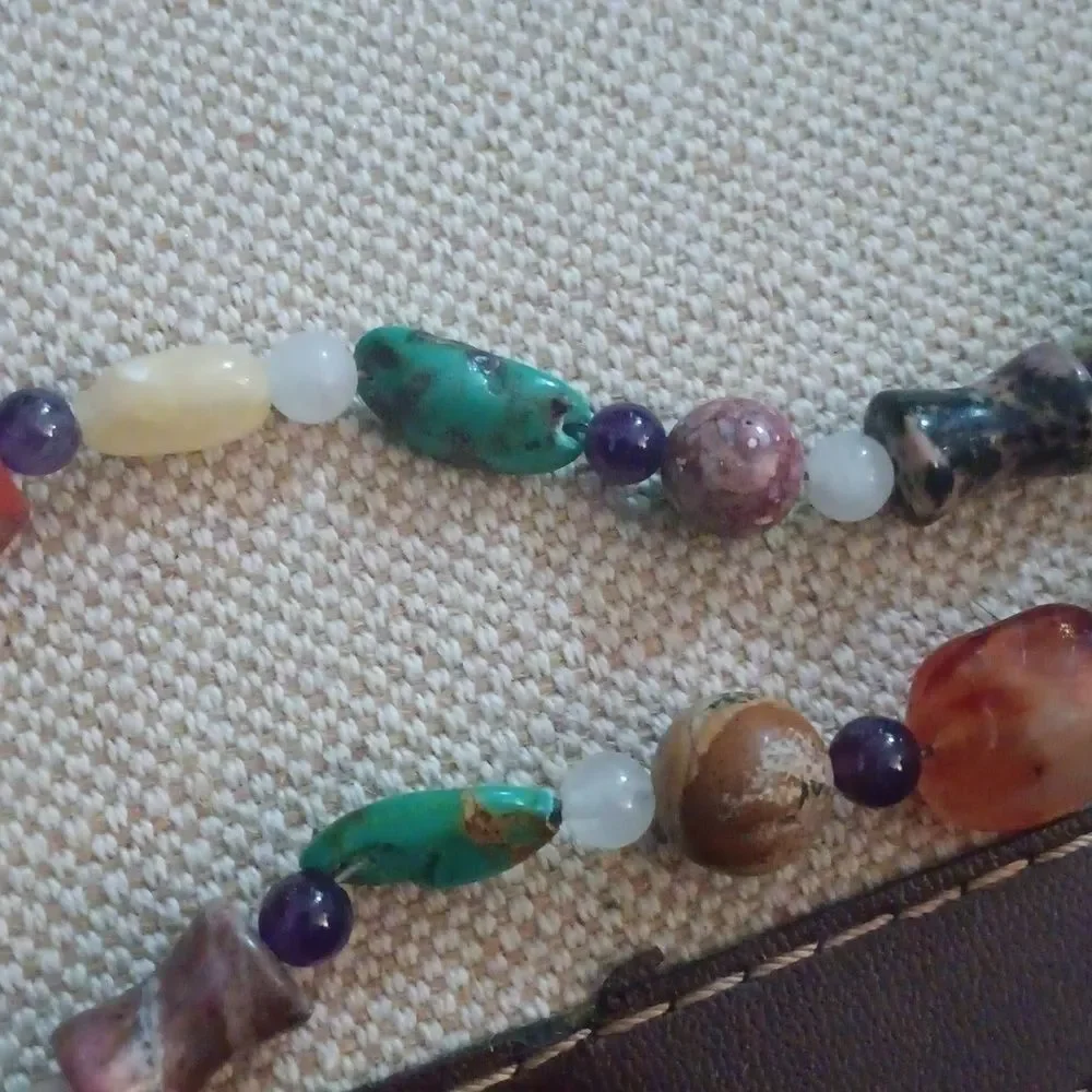 Vintage Multicolor Glass Beaded Necklace Adjustable 10 inches